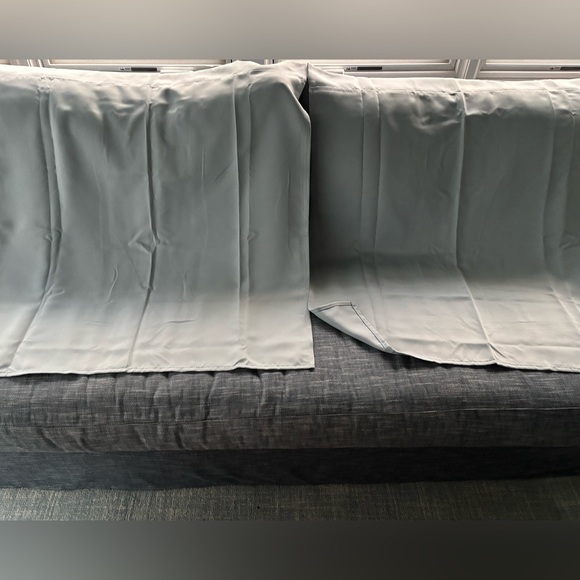 RYB Home Dusty Blue Short Curtains 34"x36" - Picture 3 of 4